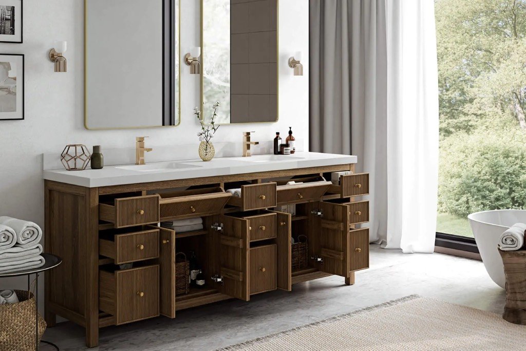 Woodworker crafting custom cabinetry for a luxury home