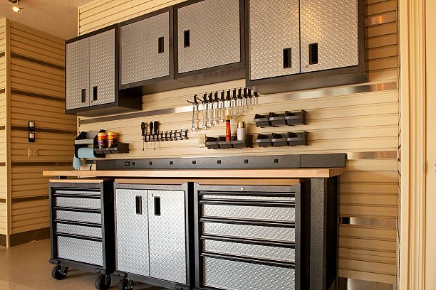 Built-in garage cabinetry from Reza Custom