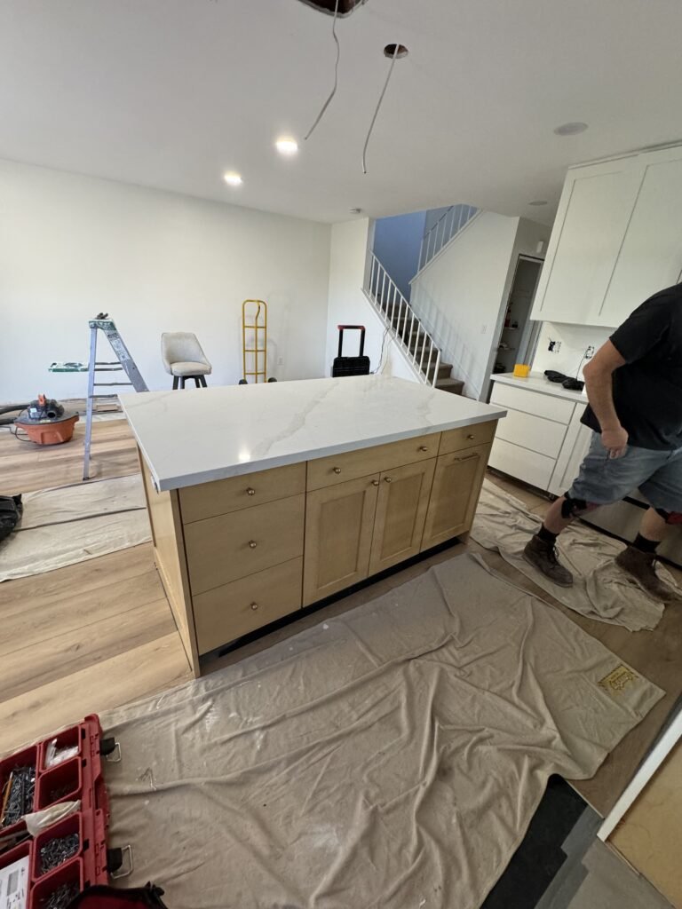quartz countertop island Carlsbad kitchen remodel