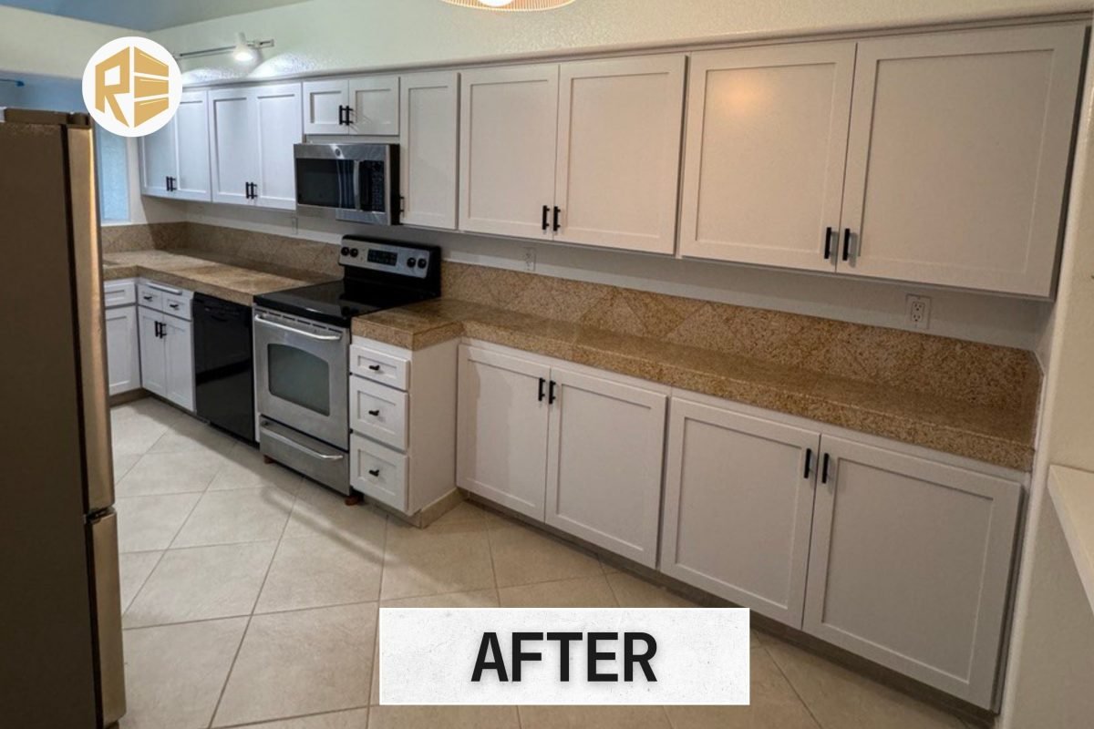 Modern wood and white kitchen cabinetry by Reza Custom Cabinet & Vanity