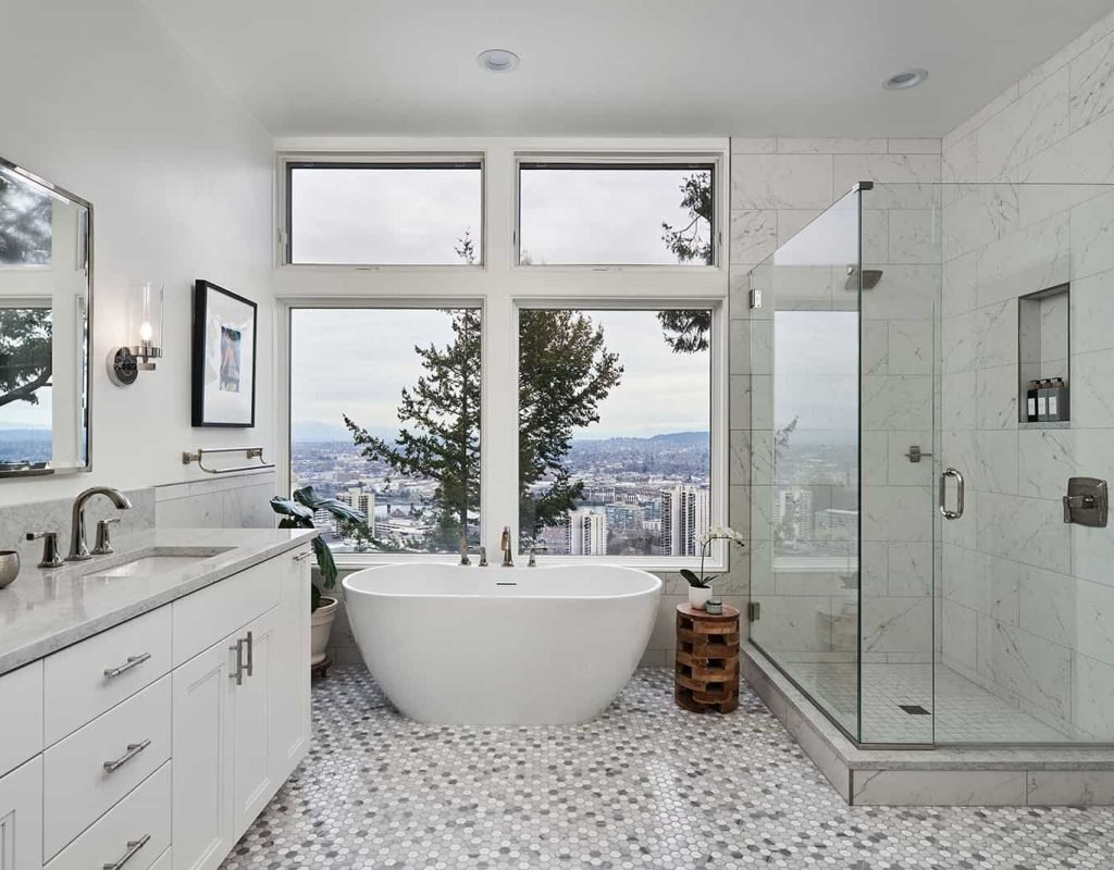 Luxury glass shower and vanity installation in La Jolla bathroom